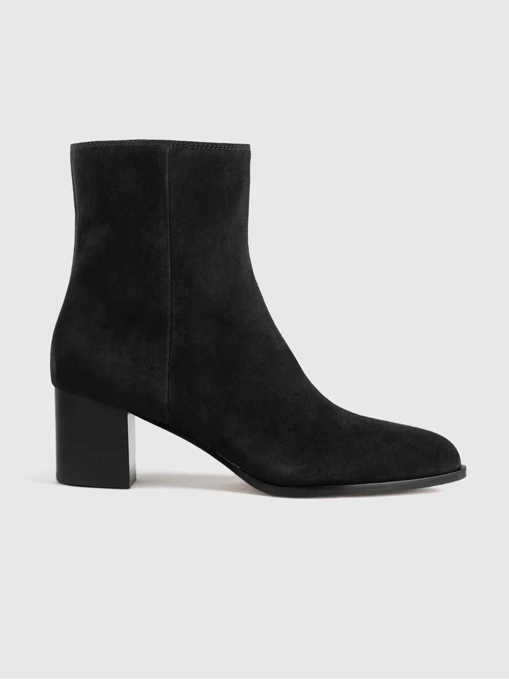Quince Italian Heeled Ankle Boot in Black Suede Size 8.5